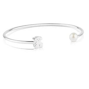 TOUS Mesh Silver Cuff Bangle Bear Logo Tous Bracelet